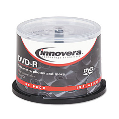 Innovera Dvd-R Inkjet Printable Recordable Disc, 4.7 Gb, 16x, Spindle, Matte White, 50/pack