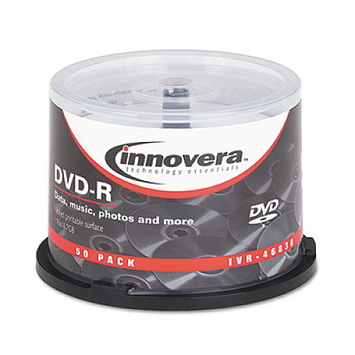 Innovera Dvd-R Inkjet Printable Recordable Disc, 4.7 Gb, 16x, Spindle, Matte White, 50/pack