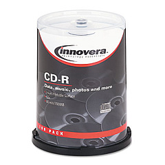 Innovera Cd-R Inkjet Printable Recordable Disc, 700 Mb/80 Min, 52x, Spindle, Matte White, 100/pack