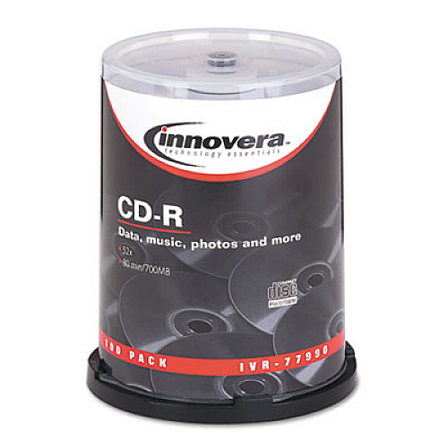 Innovera Cd-R Recordable Disc, 700 Mb/80min, 52x, Spindle, Silver, 100/pack
