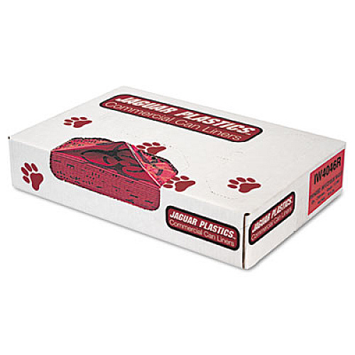 Jaguar Plastics Health Care Trash Can Liners, 45 gal, 1.3 mil, 40" x 46", Red, 100/Carton (JAGIW4046R)