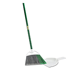 Libman Commercial Precision Angle Broom with Dustpan, 53" Handle, Green/Gray, 4/Carton (206)