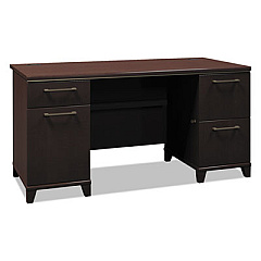 Bush Enterprise Collection Double Pedestal Desk, 60" x 28.63" x 29.75", Mocha Cherry, (Box 2 of 2) (2960MCA203)