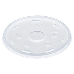 Dart Plastic Lids for Foam Cups, Bowls and Containers, Flat with Straw Slot, Fits 12-60 oz, Translucent, 500/Carton (32SL)