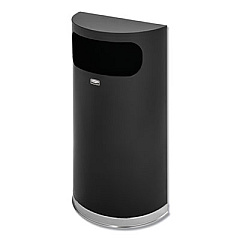 Rubbermaid Commercial European and Metallic Series Receptacle, Half-Round, 9 gal, Black/Chrome (SO820BPL)