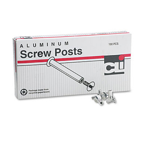 Charles Leonard Post Binder Aluminum Screw Posts, 3/16" Diameter, 1/2" Long, 100/Box (3703L)
