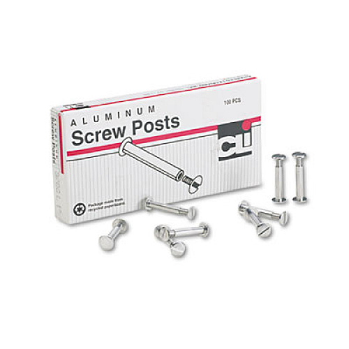 Charles Leonard Post Binder Aluminum Screw Posts, 3/16" Diameter, 1" Long, 100/Box (3706L)