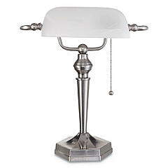 Alera Banker's Lamp, Post Neck, 10"w x 13.38"d x 16"h, Brushed Nickel (ALELMP538BN)