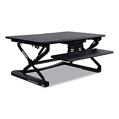 Alera AdaptivErgo Two-Tier Sit-Stand Lifting Workstation, 35.12" x 31.1" x 5.91" to 19.69", Black (ALEAEWR2B)