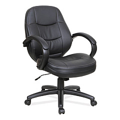 Alera PF Series Mid-Back Bonded Leather Office Chair, Supports Up to 275 lb, 18.11" to 21.45" Seat Height, Black (ALEPF4219)