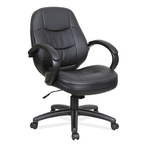 Alera PF Series Mid-Back Bonded Leather Office Chair, Supports Up to 275 lb, 18.11" to 21.45" Seat Height, Black (ALEPF4219)