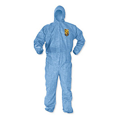 KleenGuard A60 Elastic-Cuff, Ankles and Back Hooded Coveralls, 3X Large, Blue, 20/Carton (45026)