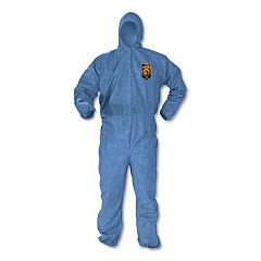 KleenGuard A60 Elastic-Cuff, Ankles and Back Hooded Coveralls, 2X-Large, Blue, 24/Carton (45025)