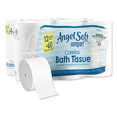 Georgia Pacific Professional Angel Soft ps Compact Coreless Bath Tissue, Septic Safe, 2-Ply, White, 750 Sheets/Roll, 12 Rolls/Carton (1937300)