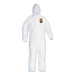 KleenGuard A30 Elastic Back and Cuff Hooded Coveralls, 3X-Large, White, 21/Carton (46116)