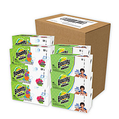 Bounty Quilted Napkins, 1-Ply, 12 1/10 x 12, 6 PK/Print, 6 PK/White, 200/PK, 12 PK/CT (34885CT)