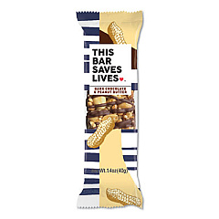 THIS BAR SAVES LIVES Snackbars, Dark Chocolate and Peanut Butter, 1.4 oz, 12/Box (00447BX)