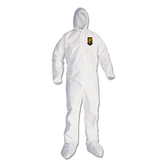 KleenGuard A30 Elastic Back and Cuff Hooded/Boots Coveralls, Large, White, 25/Carton (46123)