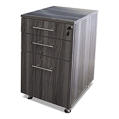 Safco Medina Laminate Pedestal, Left or Right, 3-Drawers: Pencil/Box/File, Legal/Letter, Gray Steel, 15.5" x 18.13" x 26.63" (MNBFPLGS)