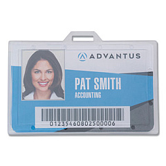 Advantus ID Card Holders, Horizontal, Clear 3.68" x 2.25" Holder, 3.38" x 2.13" Insert, 25/Pack (97099)