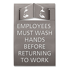 Advantus Pop-Out ADA Sign, Wash Hands, Tactile Symbol, Plastic, 6 x 9, Gray/White (91100)