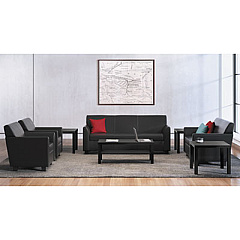 HON Circulate Leather Reception Three-Cushion Sofa, 73w x 28.75d x 32h, Black (VL873SB11)