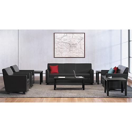HON Circulate Leather Reception Three-Cushion Sofa, 73w x 28.75d x 32h, Black (VL873SB11)