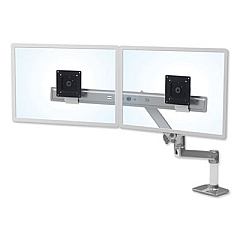 Ergotron LX Dual Direct Monitor Arm, For 25" Monitors, 360 deg Rotation, 30 deg Tilt, 360 deg Pan, Polished Aluminum, Supports 11 lb (45489026)