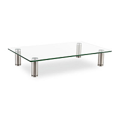 Innovera Adjustable Tempered Glass Monitor Riser, 15.75" X 9.5" X 3" To 3.5", Clear/silver, Supports 44 Lbs