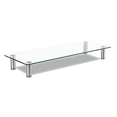 Innovera Adjustable Tempered Glass Monitor Riser, 22.75" X 8.25" X 3" To 3.5", Clear/silver