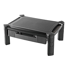 Innovera Large Monitor Stand With Cable Management And Drawer, 18.38" X 13.63" X 5", Black