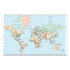 Advantus Laminated Wall Maps, World, Dry Erase, 50 x 32 (97644)