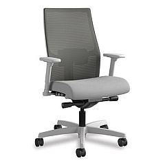 HON Ignition 2.0 4-Way Stretch Mid-Back Mesh Task Chair, Supports Up to 300 lb, Frost Seat, Charcoal Back, Titanium Base (I2M2ACC22AIK)