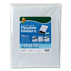 Duck Reusable 2-Way Flexible Mailers, Self-Adhesive Closure, 14.25 x 18.75, White, 25/Pack (286340)