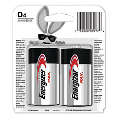 Energizer MAX Alkaline D Batteries, 1.5 V, 4/Pack (E95BP4)