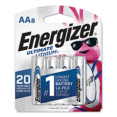 Energizer Ultimate Lithium AA Batteries, 1.5 V, 8/Pack (L91SBP8)
