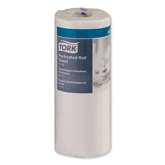 Tork Perforated Kitchen Towel Roll, 2-Ply, 11 x 9, White, 100/Roll, 30 Rolls/Carton (421900)