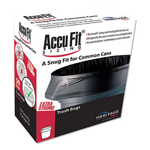 Linear Low Density Can Liners with AccuFit Sizing, 23 gal, 0.9 mil, 28" x 45", Black, 50/Box (H5645TKRC1)
