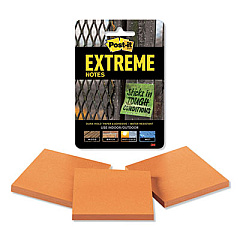 Post-it Extreme Notes Water-Resistant Self-Stick Notes, 3" x 3", Orange, 45 Sheets/Pad, 3 Pads/Pack (XTRM333TRYOG)
