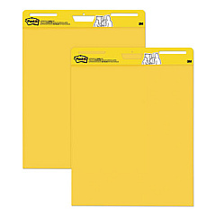 Post-it Easel Pads Super Sticky Vertical-Orientation Self-Stick Easel Pads, Unruled, 25 x 30, Yellow, 30 Sheets, 2/Pack (559YW2PK)