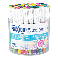 Pilot FriXion Fineliner Erasable Porous Point Pen, Stick, Fine 0.6 mm, Assorted Ink and Barrel Colors, 72/Pack (12317)