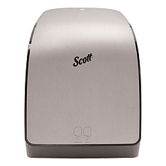 Scott Pro Electronic Hard Roll Towel Dispenser, 12.66 x 9.18 x 16.44, Brushed Silver (35609)