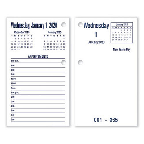 AbilityOne 7510016648815 SKILCRAFT DAYMAX Type II Calendar Pad, 6 x 3.5, White/Blue Sheets, 12-Month (Jan to Dec): 2023