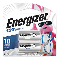 Energizer 123 Lithium Photo Battery, 3 V, 2/Pack (EL123APB2)