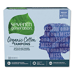 Seventh Generation Organic Cotton Tampons, Regular, 18/Pack, 6 Packs/Carton (45108CT)