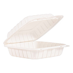 ProPlanet by Dart Hinged Lid Containers, Single Compartment, 8.3 x 8 x 3, White, 150/Carton (85MFPPHT1)
