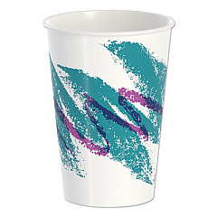 Dart Double Sided Poly Paper Cold Cups, 16 oz, Jazz Design, White/Green/Purple, 50/Pack, 20 Packs/Carton (RNP16PJ)