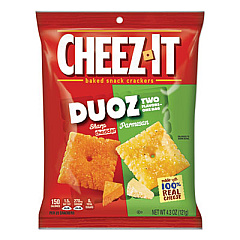 Sunshine Cheez-it Duoz Crackers, Sharp Cheddar and Parmesan, 4.3 oz Bag, 6/Pack (57728)