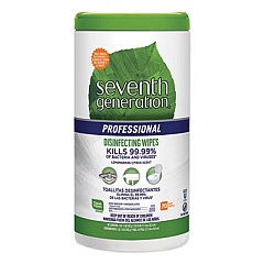 Seventh Generation Professional Disinfecting Multi-Surface Wipes, 8 x 7, Lemongrass Citrus, 70/Canister, 6 Canisters/Carton (44753CT)