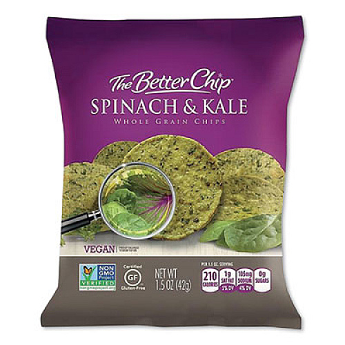The Better Chip Whole Grain Chips, Spinach and Kale, 1.5 oz Bag, 27/Carton (56095)